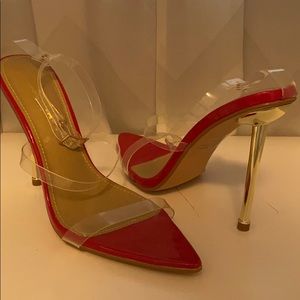 Red/clear strap heel